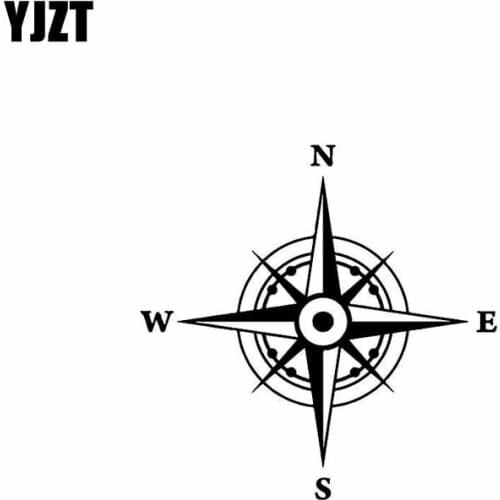YJZT 13.5CM*13.5CM WATERPROOF COMPASS Vinyl Decal Car Sticker Black/Silver C10-01799