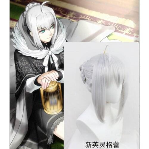 1pcs Anime Fate / Grand Order Gray Wig Synthetic Hair Cosplay Accessories Christmas Party Decor for Women Girl Gift