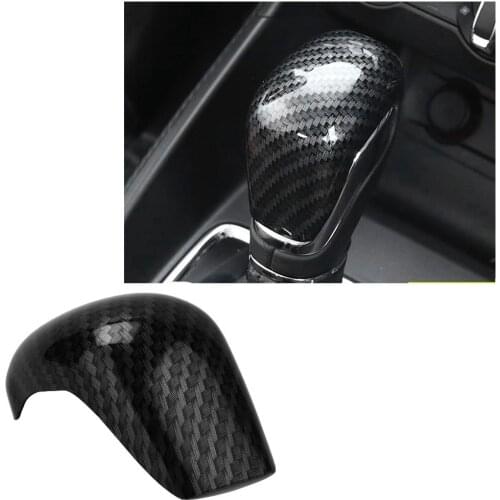 1pc Car Gear Shift Knob Head Cover Trim Decorative Sticker for MG ZS 2017-2018 Carbon Fiber Color ABS Plastic Car Styling