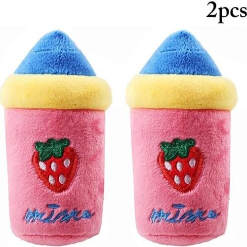 2Pcs/Set Cute Plush Pet Toys Feeding Bottle Shape Bite Resistant Dog Squeaky Toy Pet Chewing Toy Pet Supplies