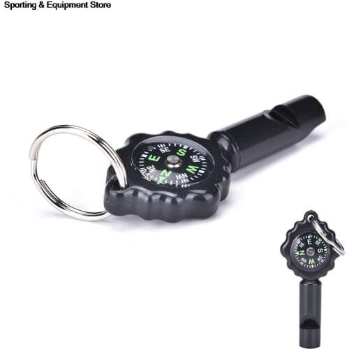 2 in 1 Outdoor Camping Hiking Emergency Whistle Compass Useful Tools Black color Wholesale 1Pcs High Quality