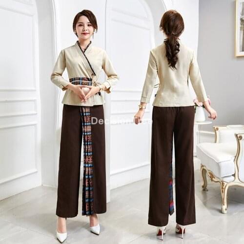 2021 full sleeve beauty salon spa female work clothes hotel waiter work clothes spa uniform foot bath uniforms salon clothes