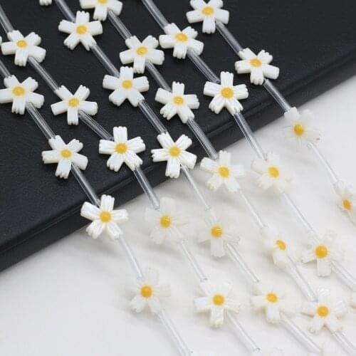 5pcs New Natural White Freshwater Flower Shape Shell Loose Beads for Necklace Bracelet Jewelry Making Women Gift Size 15x15mm