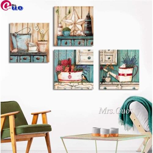 5d Diamond Painting Country Style Hummingbird Kettle Handmade Gift Embroidery Retro style painting flowers Home Decor Home Decor