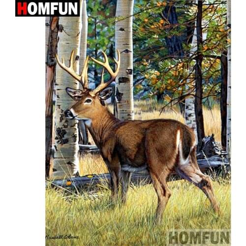 HOMFUN 5D DIY Diamond Painting Full Square/Round Drill "Forest deer" Embroidery Cross Stitch gift Home Decor Gift A08485