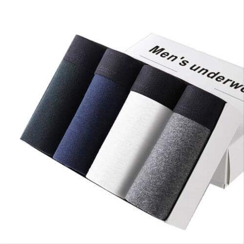 4Pcs/lot Man Boxer Solid Underpants Comfortable Male Panties Brand Shorts Boxer Homme Mens Underwear Boxers Breathable Cotton