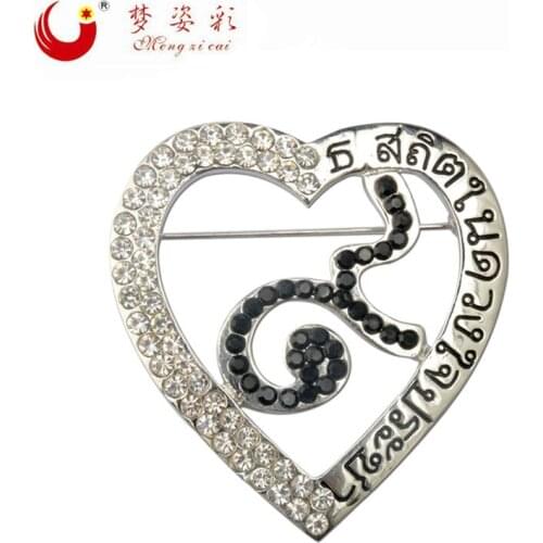 Recall King Yasufumi 9 Silver Plated Heart broaches Femal Crystal Jewelry Rhinestone broches Thailand 9 IX Brooch X1801