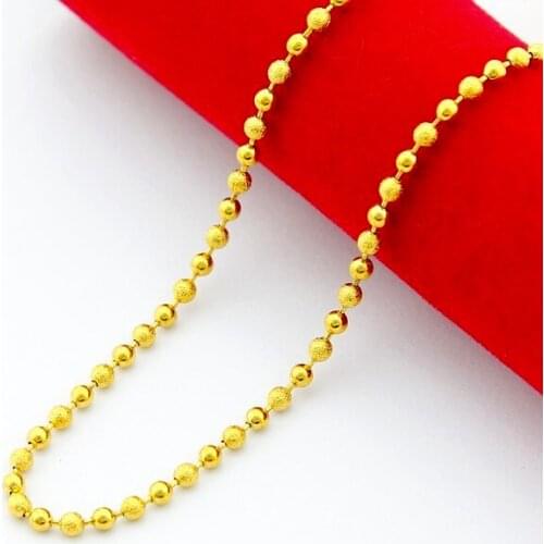 Real 24K Gold Yellow Plating Strand Chain Necklace for Party Outside Hiphop Chain High Quality Luxury Gold Color Jewelry Gift