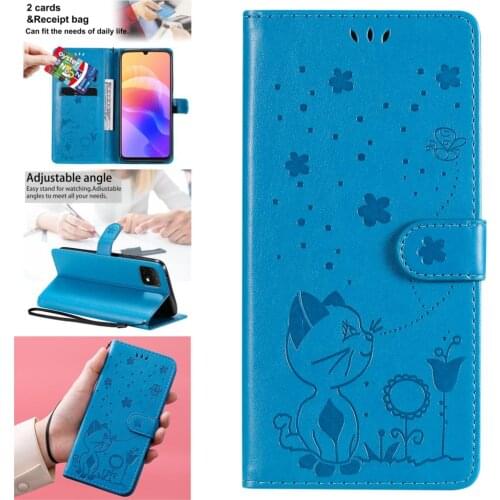 Cat And Bee PU Leather Wallet Flip Phone Bag For cover Huawei Enjoy 20 Pro Mobile Covers Cases telefoon Enjoy 20 Plus Z Case