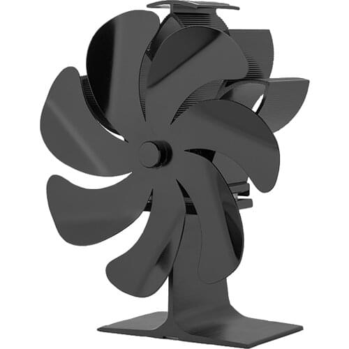 Black Fireplace 7 Blades Heat Powered Stove Fan Heating Fan Log Wood Burner Quiet Home Fireplace Fan Efficient Heat Enhanced