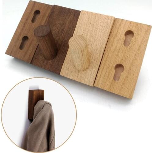Wooden Coat Hook Natural Wood Clothes Hanger Clothes Bag Hat Headphone Hanger Key Holder Wall Hook Home Decoration Hallway