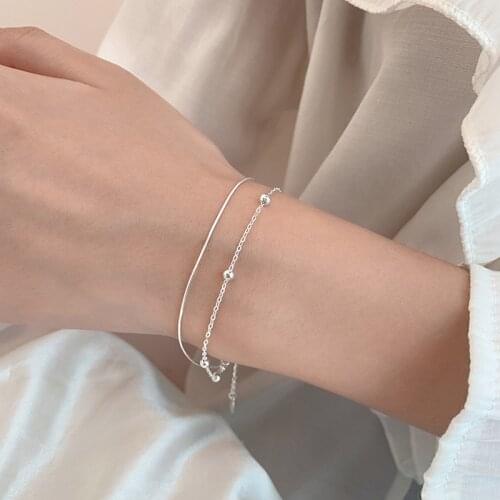 Prevent allergy 925 Sterling Silver Double layer Bracelet & Bangle For Women Fashion Christmas Party Jewelry sl324