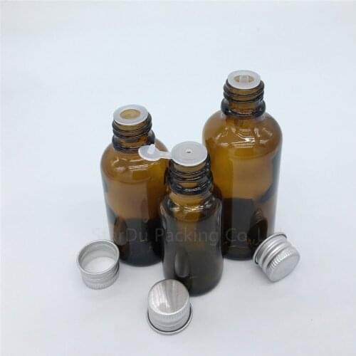 5ml 10ml 15ml 20ml 30ML 50ml 100ml Amber Glass Bottle, Vials Essential Oil Bottle with Aluminum cover Perfume bottles