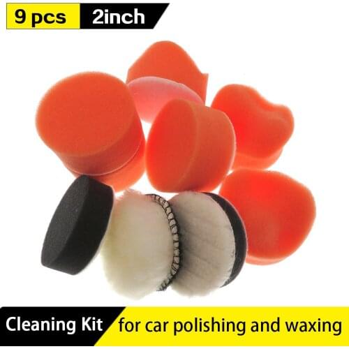 9Pcs/Set 2 Inch 50mm Buffing Pad sponge Polishing Pad Kit For Car Polisher Abrasive Tools