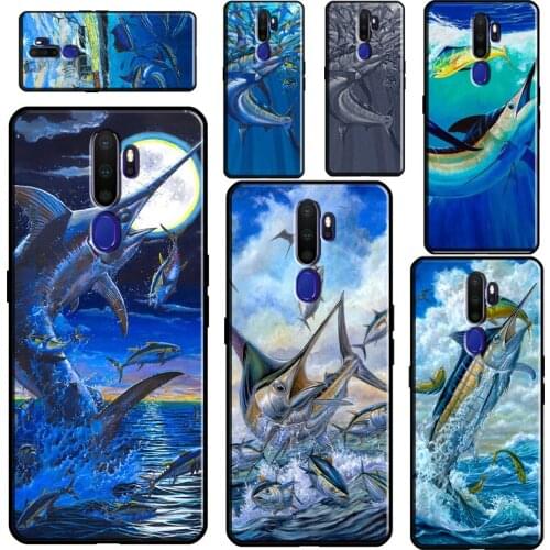 Blue Marlin Painting Phone Case For OPPO A5 A9 A31 A53 2020 A52 A72 A15 A83 A91 A1K A5S Reno2 Z Find X2 X3 Pro