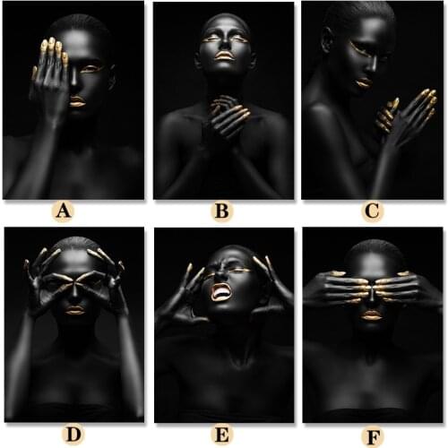 Black Women Paintings on Canvas Scandinavian African Girls Nude Posters and Print Wall Art Pictures for Home Decor Cuadros