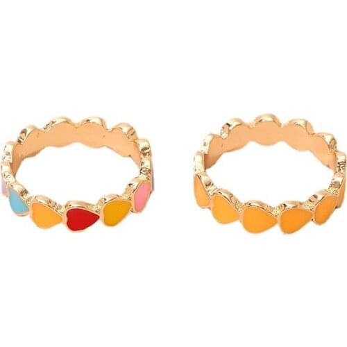 Sweet Oil Love Heart Rings for Women Girl Fashion Candy Color Rings Set Party Jewelry Gifts