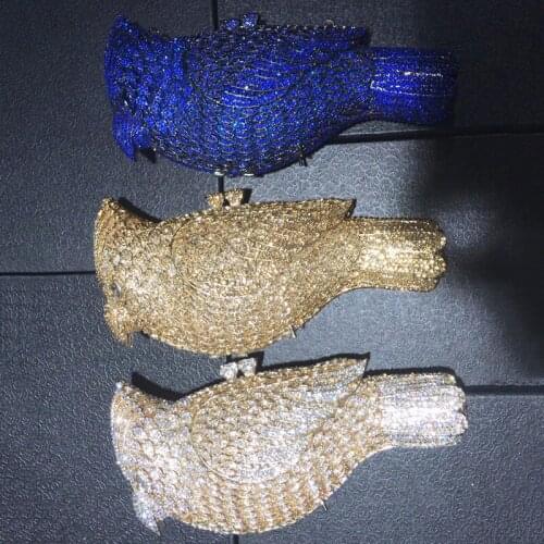 Bird Shape Blue/Gold 3 Colors Diamond Clutch Purse Luxury Crystal Evening Bags Clutches Female Shoulder Handbags Mini Minadiere