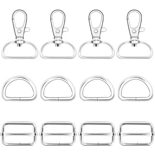 Metal Swivel Keychain Hooks with D Rings and Slide Buckle,Swivel Snaps Hooks D Rings and Slide Straps Adjuster for DIY Sewing