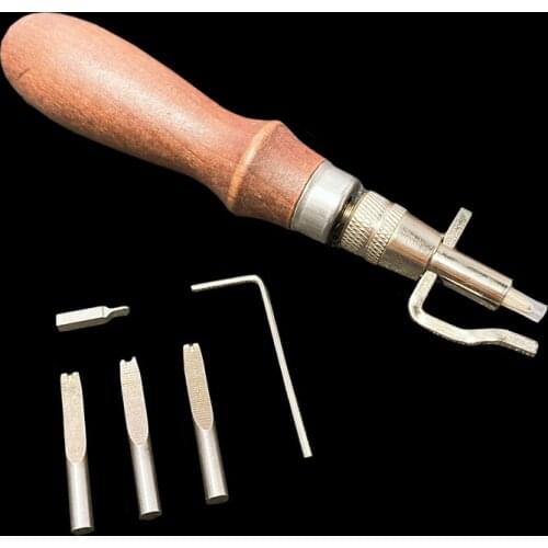 MIUSIE 5 in 1 Pro Leather Craft Edge Press Kit Adjustable Stitching and Groover Crease Leather Stitching Tool Sewing Tools
