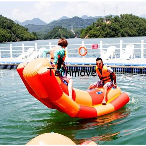 Inflatable water floating seesaw for water park for water sports pvc air water totter single line double lines seesaw rocker