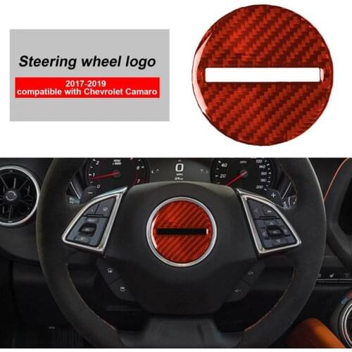 Wheel Trim Cover Decorative UV-proof Carbon Fiber Car Interior Steering Wheel Center Trim Sticker for Chevrolet Camaro 2017-2019