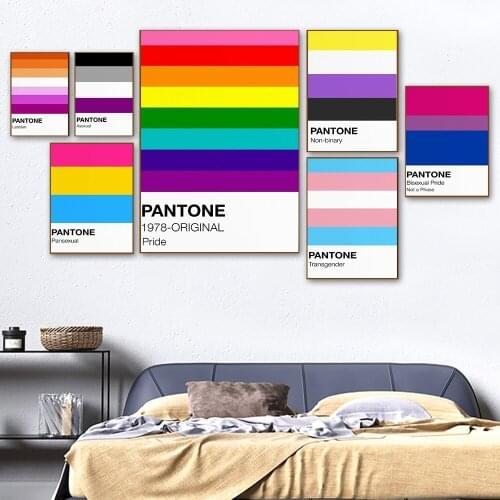 Pantone Color Wall Art Home Decor Wall Poster Pink Yellow Stripes Modern Canvas Painting for Living Room Decorative Home Design