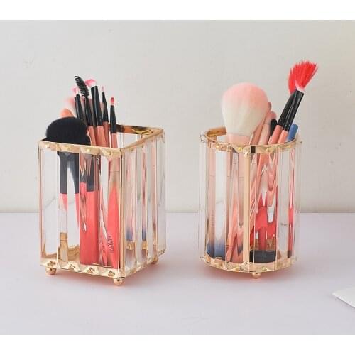 Nordic Style Crystal Makeup Brush Holder Desktop Storage Organizer Pen Cup