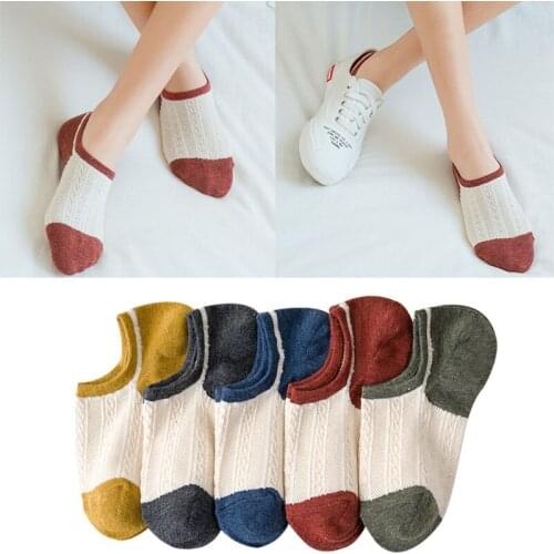 Womens Fashion Cotton Invisible No Show Socks Non-Slip Short Female Casual Summer Spring Thin Mesh Ankle Slippers Boat Socks