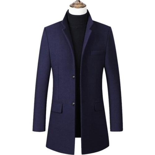 New arrivals Woolen Trench Coat Men Fashion Thick Overcoat Single Breasted Casual Men Wool Blends Coat,4 Color,M-4XL