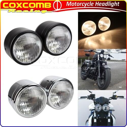 Motorcycle H4 12V 55W 3.5" Twin Dominator Headlight Head Lamp For Honda Yamaha Suzuki Kawasaki Streetfighter Cafe Racer Custom