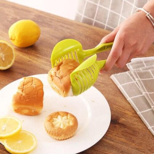 1PC Plastic Green Manual Slicers Tomato Slicer Fruits Cutter Tomato Lemon Cutter Assistant Cooking Holder Kitchen Tool