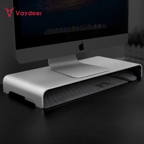 Aluminum Monitor Riser Computer Stand Universal Metal Desk Stand Base up to 27 inches Screens for PC Laptop MacBook