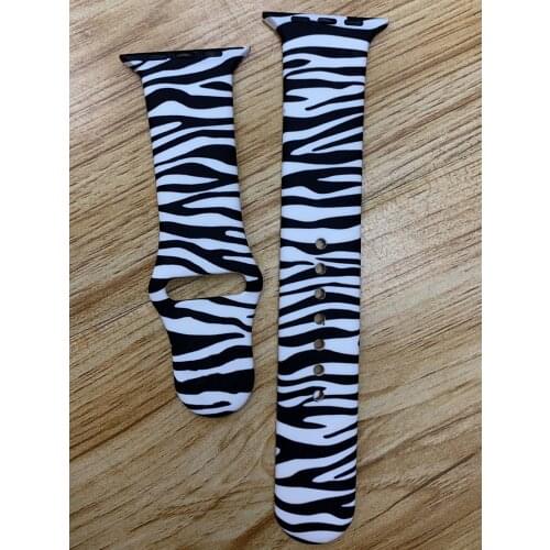 Printed strap for Apple watch SE band 44mm 40mm 42mm 38mm Zebra pattern Silicone woman bracelet iwatch series 6 SE 5 4 3 Band