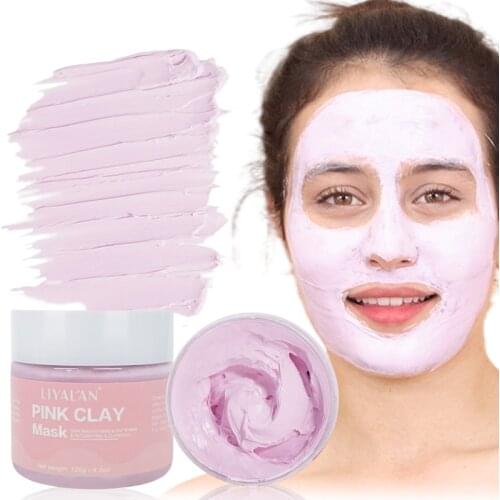 LIYAL'AN Rose Pink Clay Mask Facial Deep Cleansing Skin Care Face Brighten Whitening Natural Organic Kaolin Mud Mask