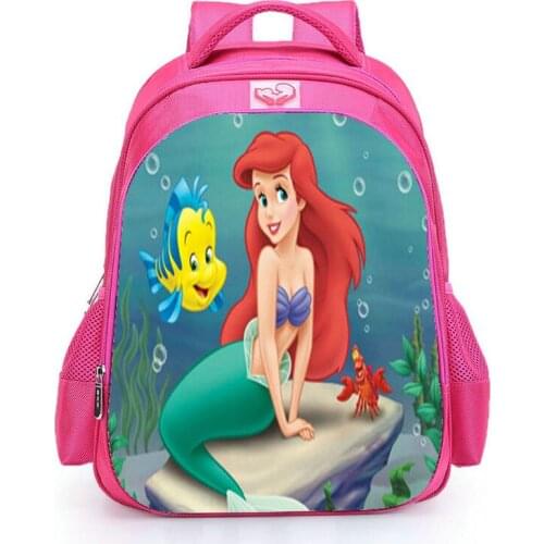 The Little Mermaid Backpack New Pink Princess Kids School Bag Primary Girls Schoolbag Book Bags For Teen mochila Bolsa
