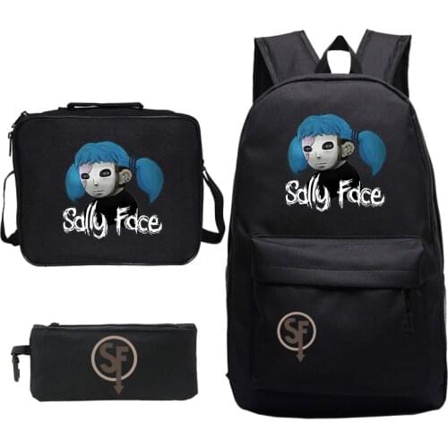 3pcs/sets Sally Face Backpack for Teenager Boys Girls Hip Hop Children School Bags Rapper Backbag Student School Backpack Bag