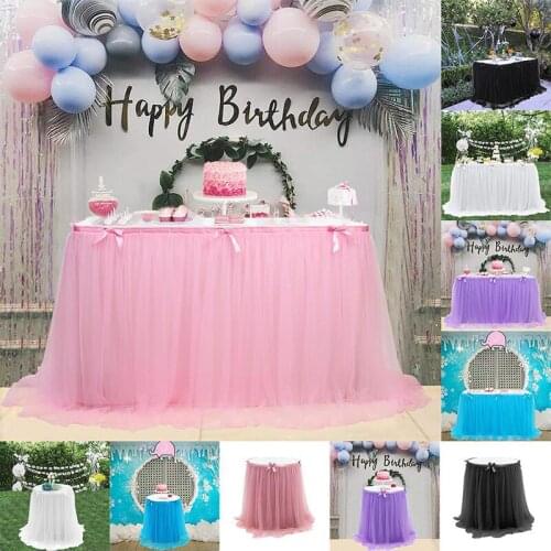 Net Yarn Bow Table Skirt Wedding Decoration Party Table Decoration Net Yarn Table Skirt Party Supplies