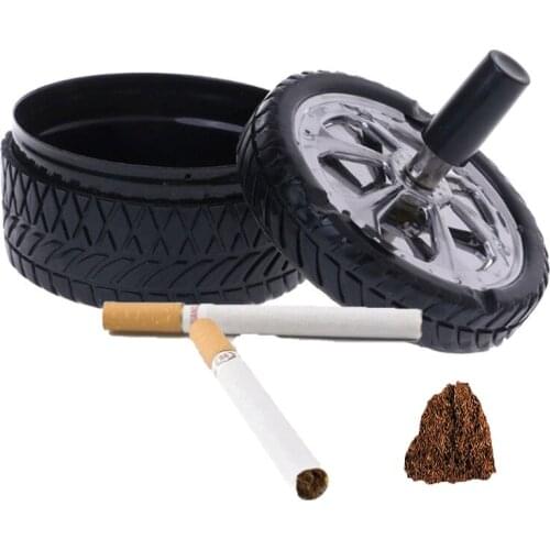 Press Tire shape Car Ashtray With lid windproof rotation Flame Retardant Ash tray For Accessories Cigarette Cylinder Holder