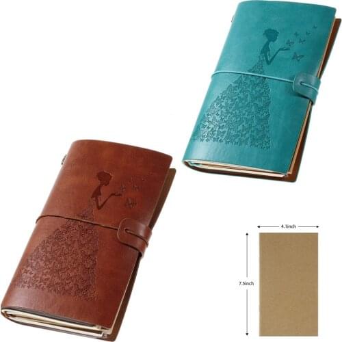 XRHYY Women and Girl Leather Journal Vintage Refillable Travelers Notebook with Line Paper+1 PVC Zipper Pocket +18 Card Holder