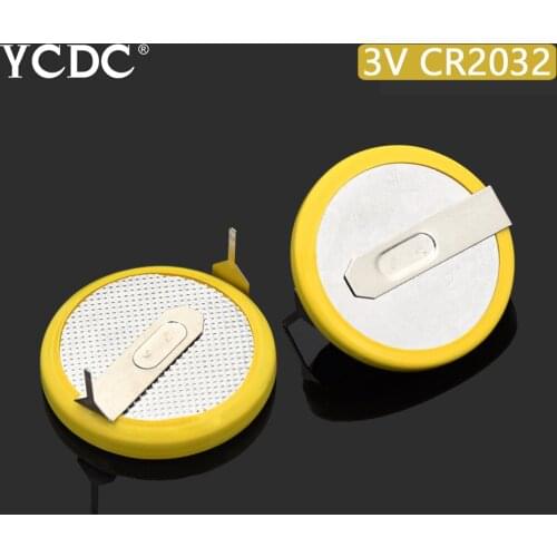 YCDC 2Pcs CR2032 Battery 2 Soldering Pins 3V Coin Cell For Motherboard Calculator cr 2032 Disposable Button Batteries