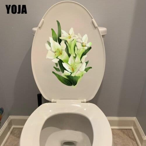 YOJA 15.3*21.8CM Painted Lily Cartoon Art WC Decor Toilet Seat Stickers Home Room Wall Decal T1-1049
