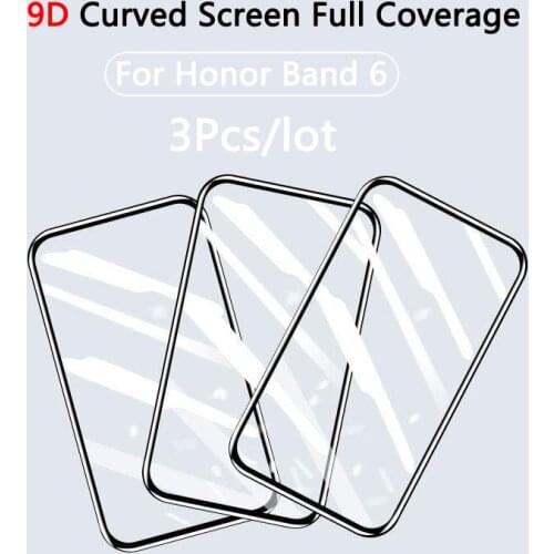 3 Pack 9D Curved Protective Soft Glass For Huawei Honor Band 6 Full Curved Edge Screen Protector for huawei honor band 6 Cover