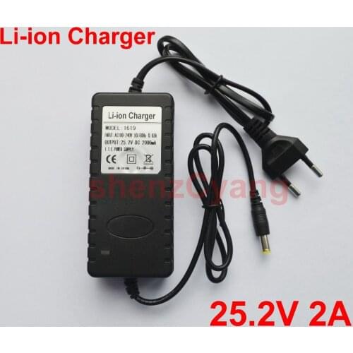 100PCS High quality 25.2V 2A Power Supply Li-ion Charger 25.2V 2A 2000mA AC 100-240V Converter Adapter EU Plug For Battery park