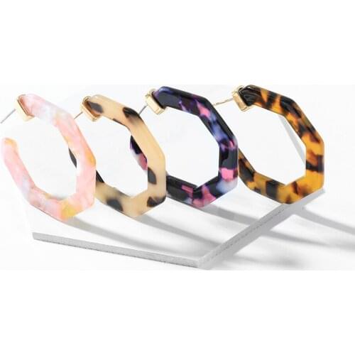 2019 New Acrylic Acetate Hoop Earring For Women Statement Geometry Big Circle Earring Fashion Bohemia Jewelry Gift Wholesale