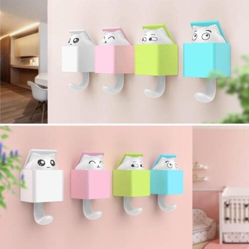 1Pcs Cute Cartoon Cat Hook Adhesive Kitchen Bathroom Bedroom Home Hat Wall Mounted Holder Hanger Coat Bag Storage Door Rack