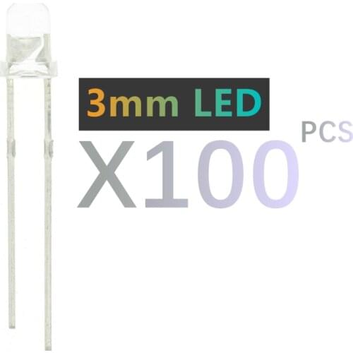 100pcs 3mm led white/blue/red/yellow/green light bulbs / 3MM White Colour LED emitting diode F5mm White LED (baifabai)