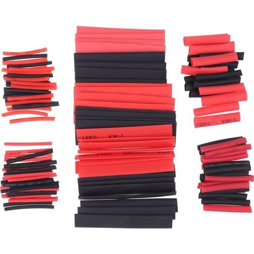 127Pcs/Set Polyolefin Shrinking Assorted Heat Shrink Tube Wire Cable Insulated Sleeving Tubing Set 2:1