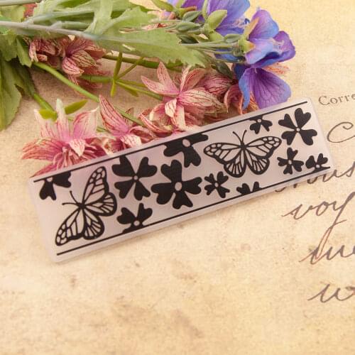 15x4cm Happy Butterfly Flower Plastic Bump Embossing Template DIY Scrapbook Greeting Card Paper-cut Photo Album