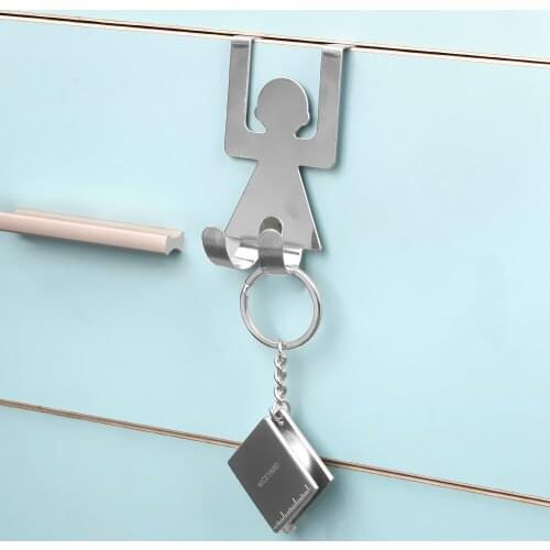 2Pcs/Set Wall Door Hanger Lovers Shaped Hooks Kitchen Cabinet Pot Pan Hooks Stainless Steel House Clothes Storage Rack Tool